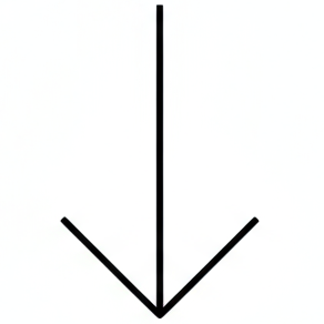 dünner schwarzer pfeil als linie nach unten